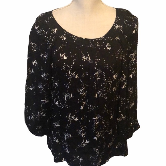 Pale Sky peasant blouse, white and black , lg - Picture 1 of 6